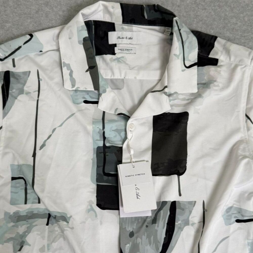 Porter & Ash Men’s Performance Button Up Kinetic Stretch Abstract Print Size S